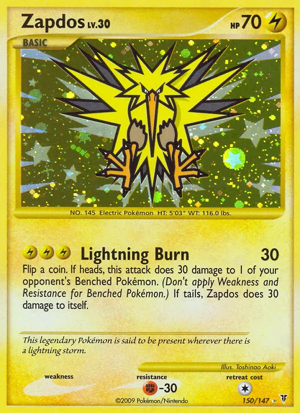 Carta Zapdos, número 150/147 da coleção Supreme Victors