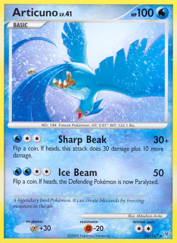 Carta Articuno, número 16/147 da coleção Supreme Victors