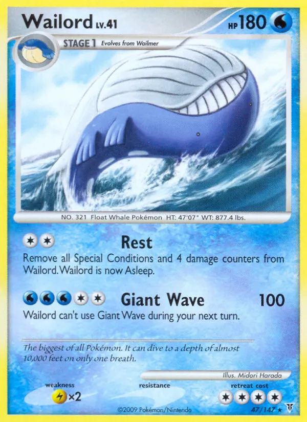Carta Wailord, número 47/147 da coleção Supreme Victors