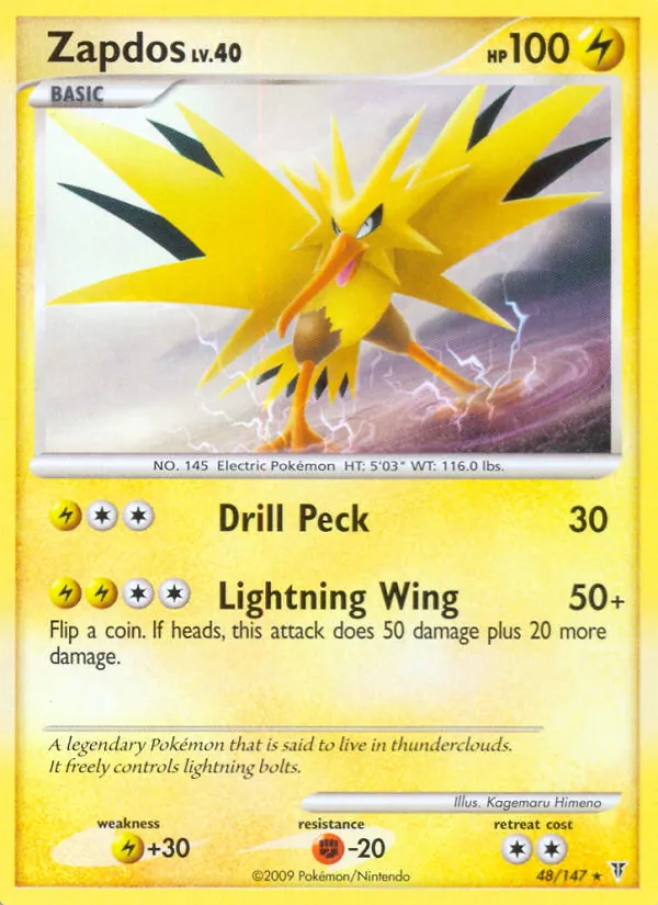 Carta Zapdos, número 48/147 da coleção Supreme Victors