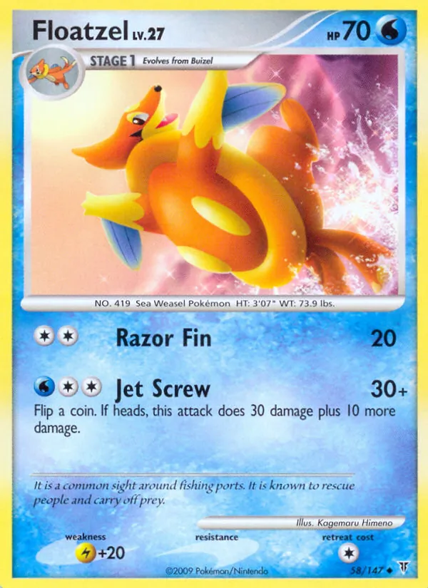Carta Floatzel, número 58/147 da coleção Supreme Victors