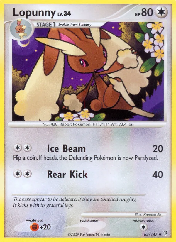 Carta Lopunny, número 63/147 da coleção Supreme Victors