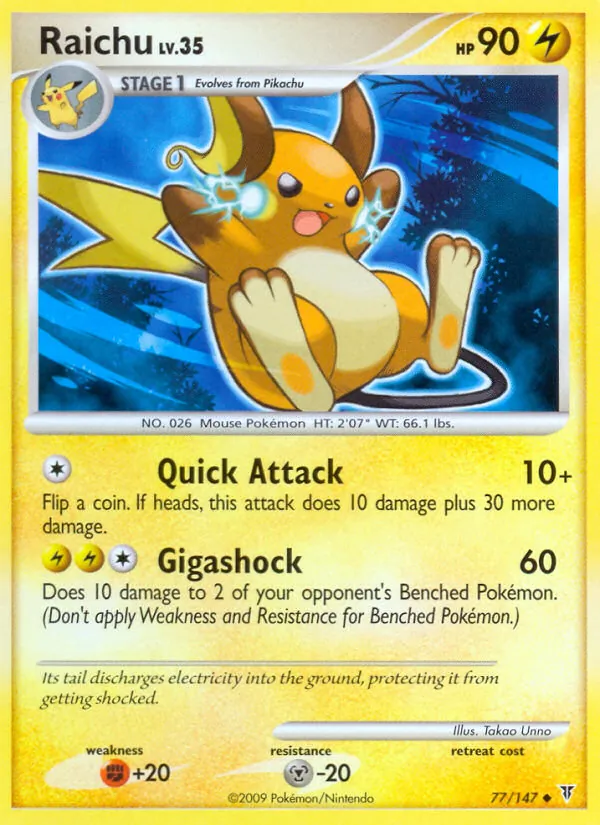 Carta Raichu, número 77/147 da coleção Supreme Victors