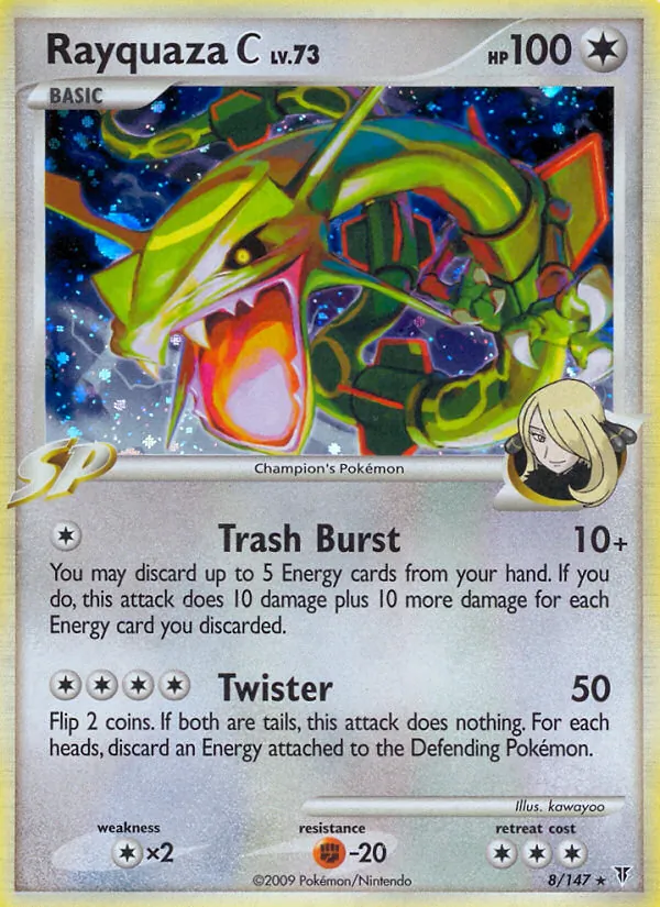 Carta Rayquaza C, número 8/147 da coleção Supreme Victors