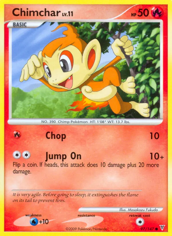 Carta Chimchar, número 97/147 da coleção Supreme Victors