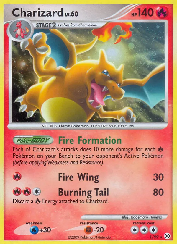 Carta Charizard, número 1/99 da coleção Arceus
