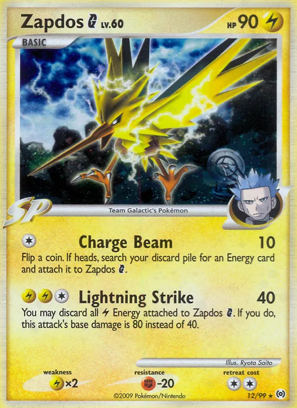 Carta Zapdos G, número 12/99 da coleção Arceus