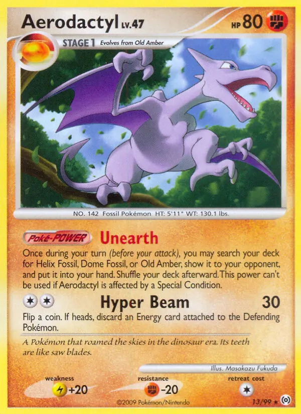 Carta Aerodactyl, número 13/99 da coleção Arceus