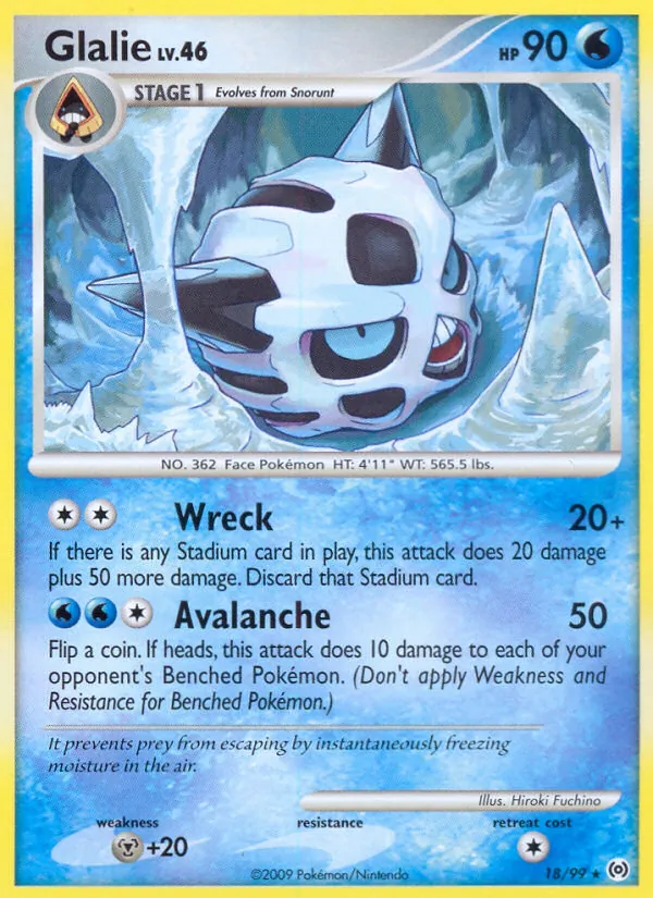 Carta Glalie, número 18/99 da coleção Arceus