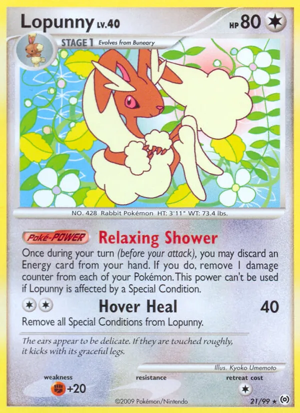Carta Lopunny, número 21/99 da coleção Arceus