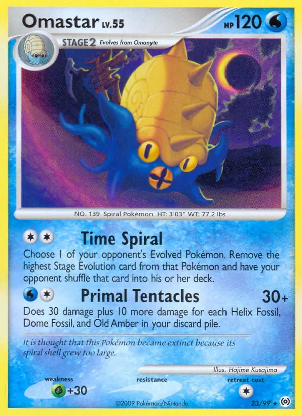 Carta Omastar, número 23/99 da coleção Arceus
