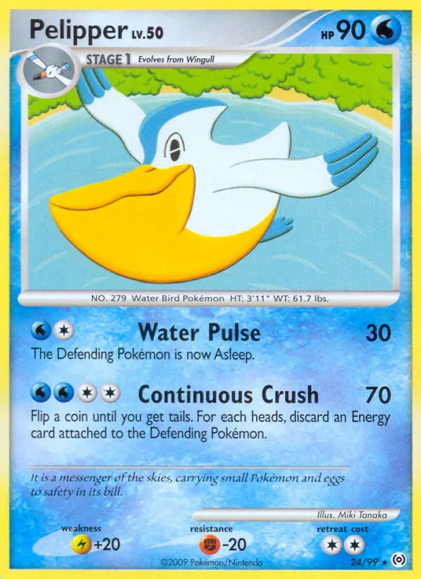 Carta Pelipper, número 24/99 da coleção Arceus