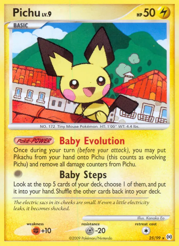 Carta Pichu, número 25/99 da coleção Arceus