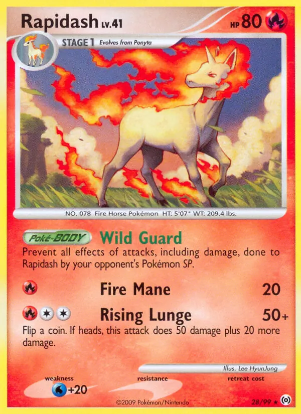 Carta Rapidash, número 28/99 da coleção Arceus