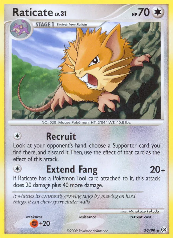 Carta Raticate, número 29/99 da coleção Arceus