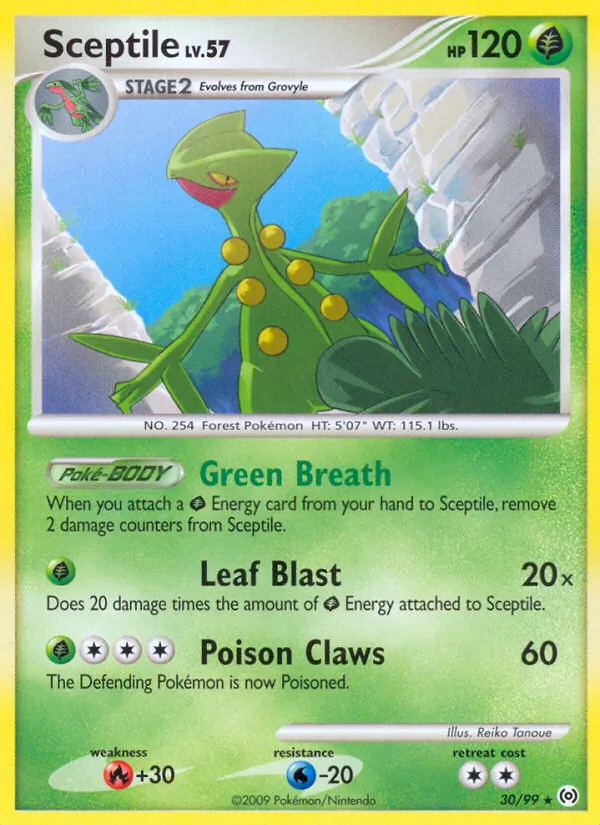 Carta Sceptile, número 30/99 da coleção Arceus