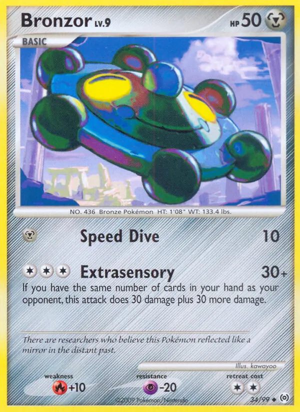 Carta Bronzor, número 34/99 da coleção Arceus
