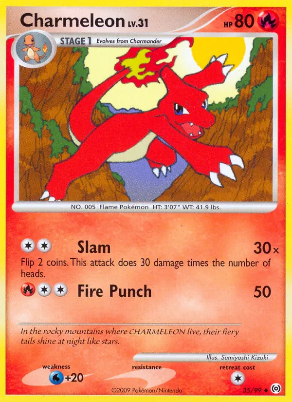 Carta Charmeleon, número 35/99 da coleção Arceus