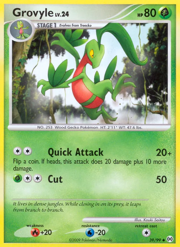 Carta Grovyle, número 39/99 da coleção Arceus