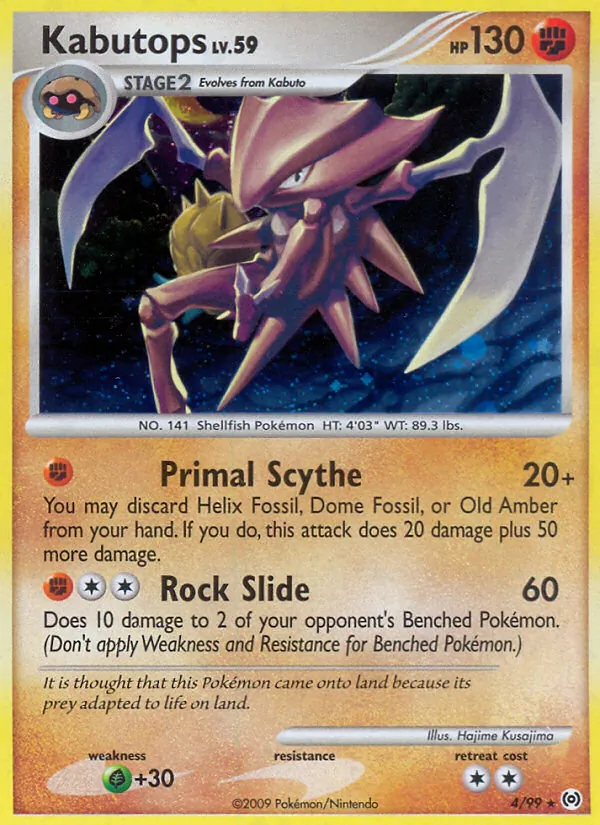 Carta Kabutops, número 4/99 da coleção Arceus