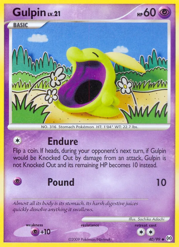 Carta Gulpin, número 40/99 da coleção Arceus