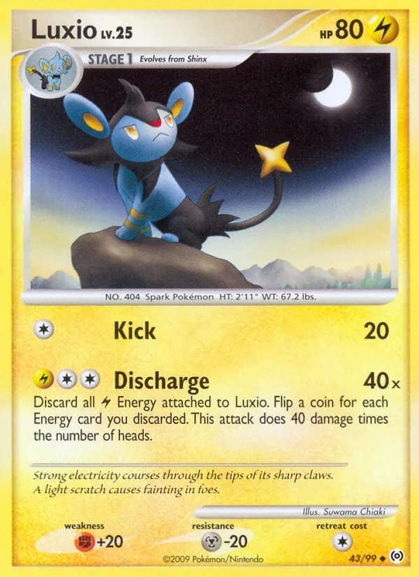 Carta Luxio, número 43/99 da coleção Arceus