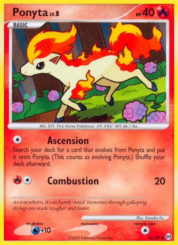 Carta Ponyta, número 46/99 da coleção Arceus