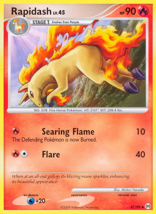 Carta Rapidash, número 47/99 da coleção Arceus