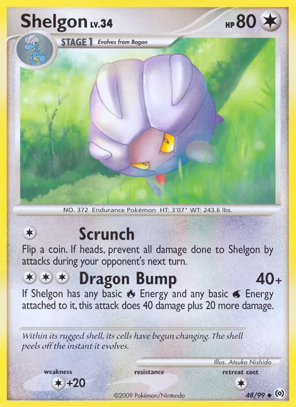 Carta Shelgon, número 48/99 da coleção Arceus
