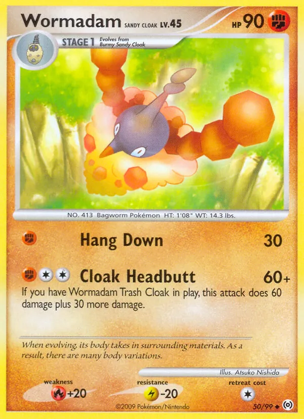 Carta Wormadam Sandy Cloak, número 50/99 da coleção Arceus