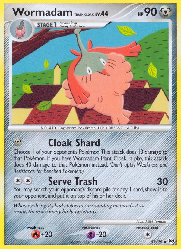 Carta Wormadam Trash Cloak, número 51/99 da coleção Arceus