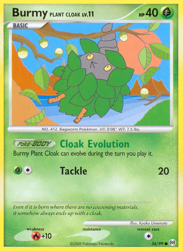 Carta Burmy Plant Cloak, número 56/99 da coleção Arceus
