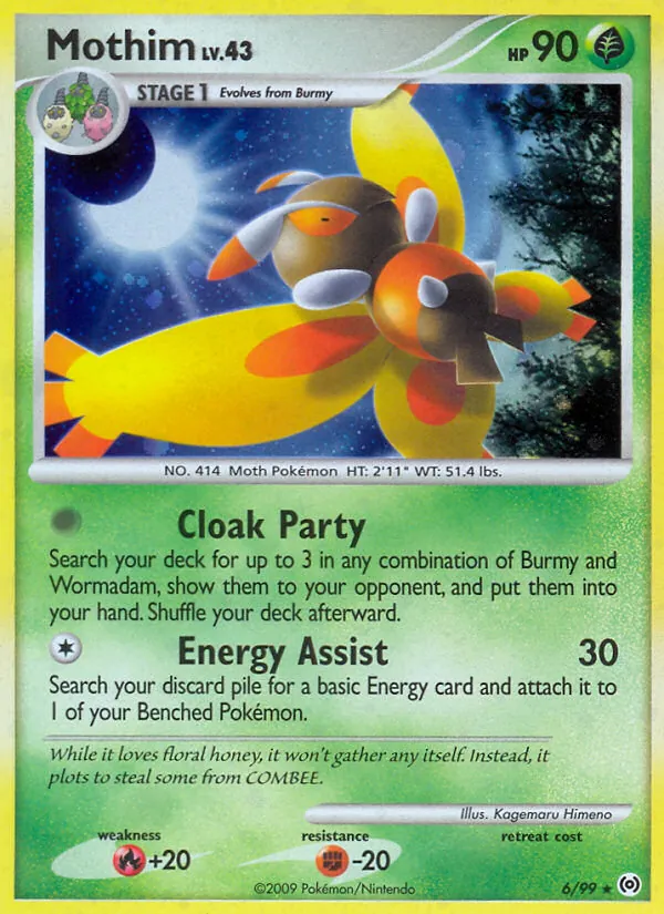 Carta Mothim, número 6/99 da coleção Arceus