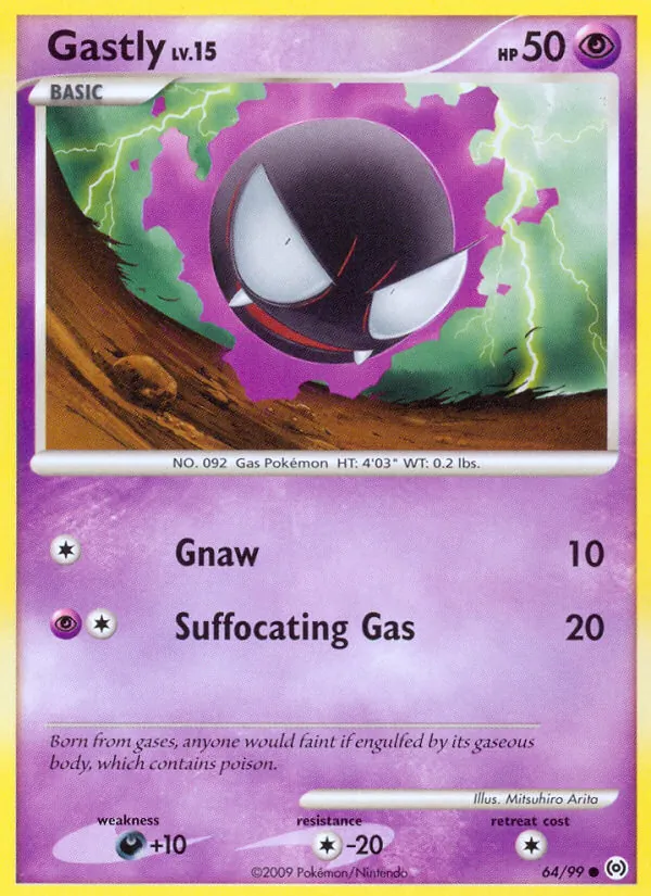Carta Gastly, número 64/99 da coleção Arceus