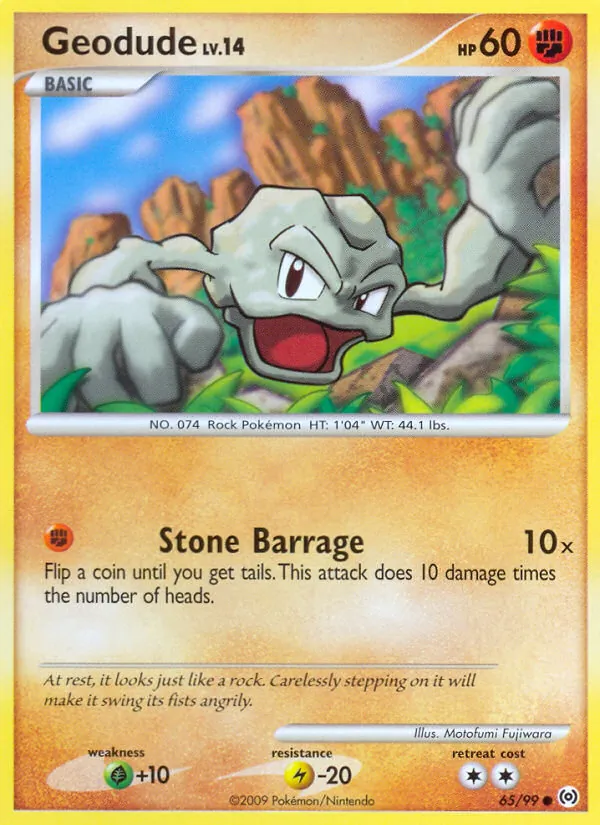 Carta Geodude, número 65/99 da coleção Arceus