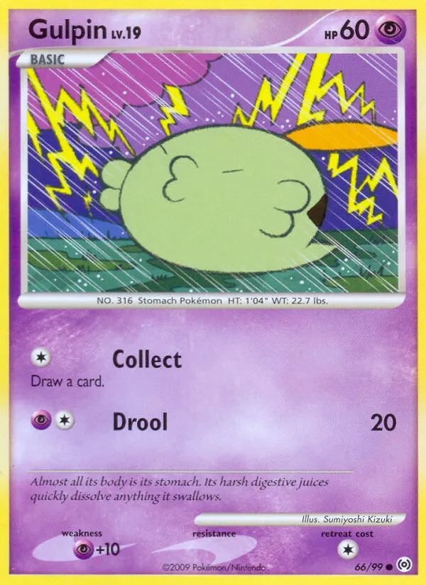 Carta Gulpin, número 66/99 da coleção Arceus