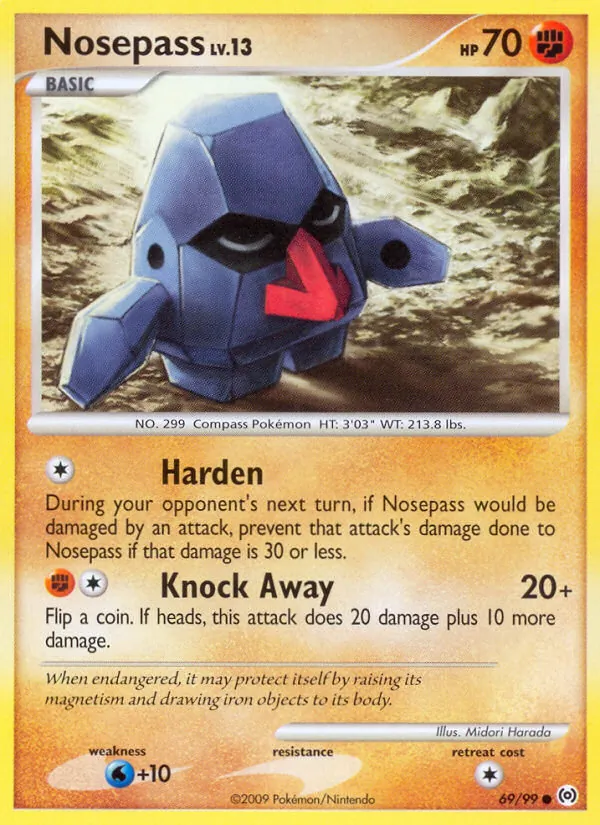 Carta Nosepass, número 69/99 da coleção Arceus