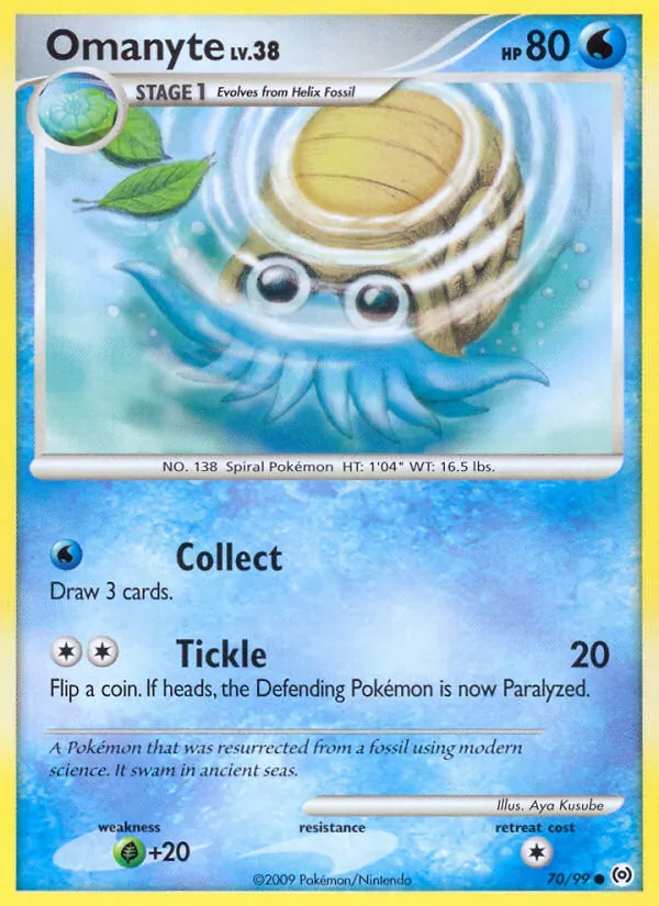 Carta Omanyte, número 70/99 da coleção Arceus