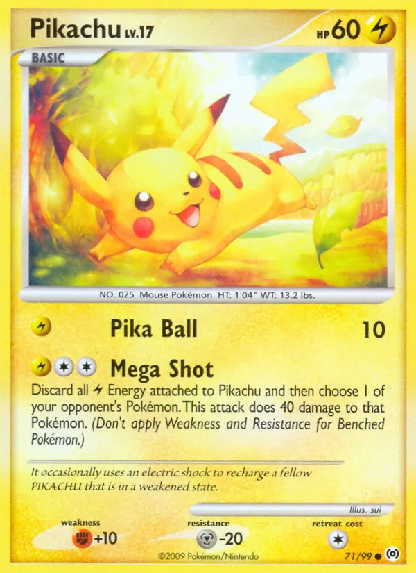 Carta Pikachu, número 71/99 da coleção Arceus