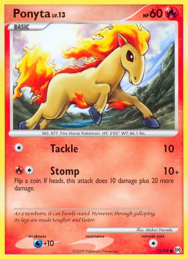 Carta Ponyta, número 72/99 da coleção Arceus