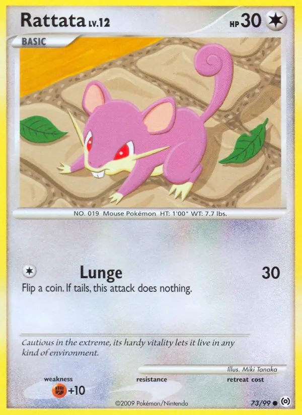 Carta Rattata, número 73/99 da coleção Arceus
