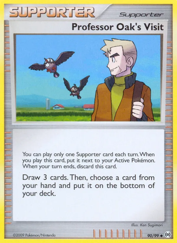 Carta Professor Oak's Visit, número 90/99 da coleção Arceus