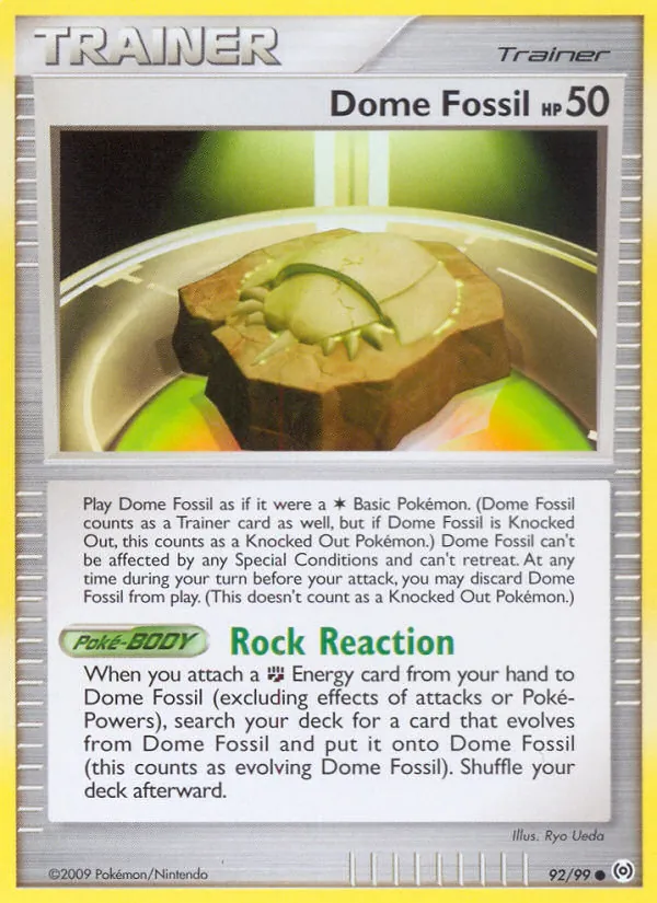 Carta Dome Fossil, número 92/99 da coleção Arceus