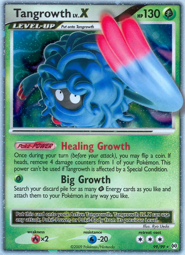 Carta Tangrowth LV.X, número 99/99 da coleção Arceus
