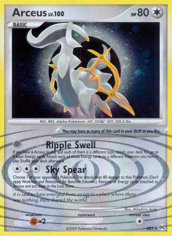Carta Arceus, número AR5/99 da coleção Arceus