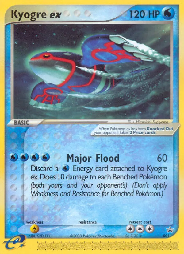 Carta Kyogre ex, número 1/40 da coleção Nintendo Black Star Promos