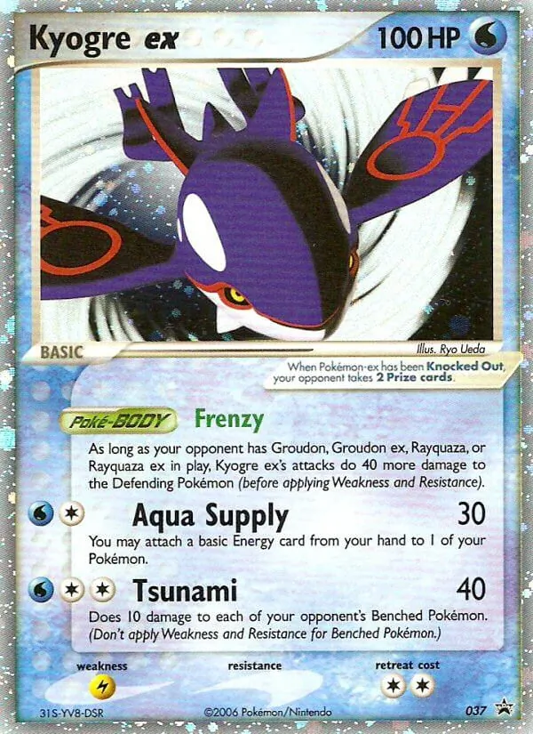 Carta Kyogre ex, número 37/40 da coleção Nintendo Black Star Promos