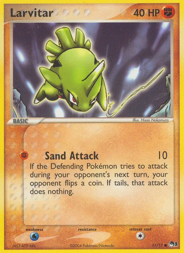 Carta Larvitar, número 11/17 da coleção POP Series 1