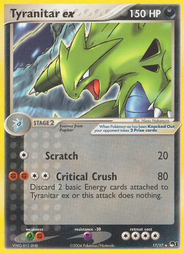 Carta Tyranitar ex, número 17/17 da coleção POP Series 1
