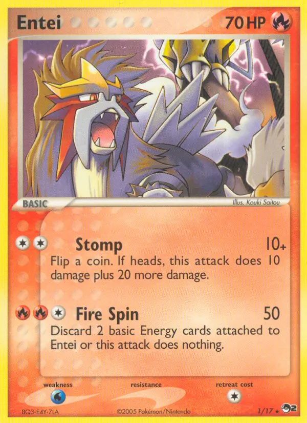 Carta Entei, número 1/17 da coleção POP Series 2